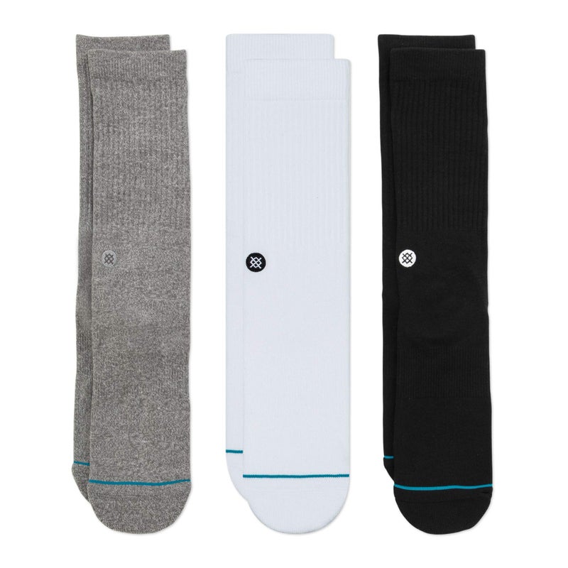 Stance Icon Crew Socks 3-Pack for Men and Women, Cotton Blend and Cushioning Arch Support, Multicolor, Large - Image 1